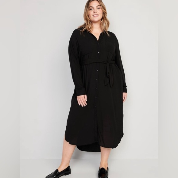 NWOT! Black Midi Shirt Dress for Women - Size Medium 💛 - Picture 7 of 8